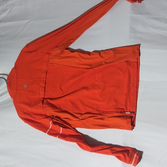 Lululemon Men's Size L Vintage Orange With White Trim Long Sleeve Half Zip - Picture 3 of 6